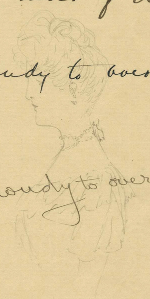 woman's profile under writing