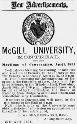 Gazette article, April 30 1891